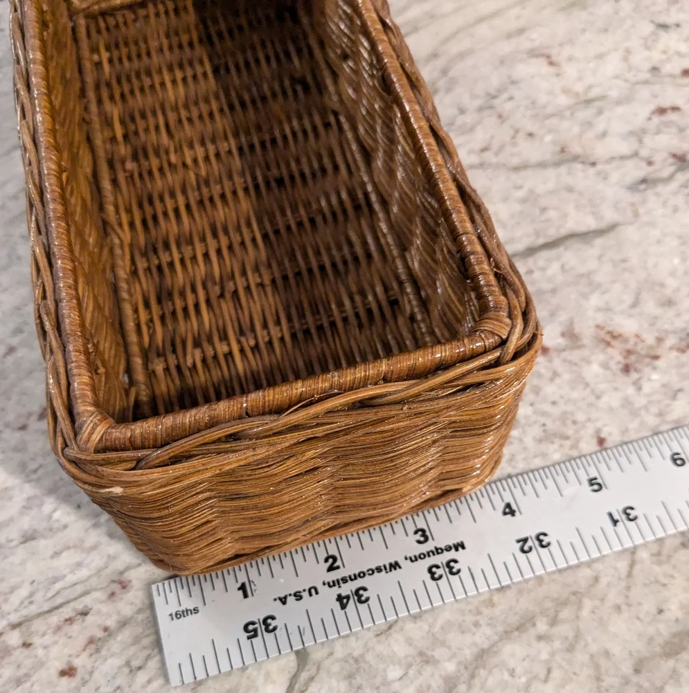 Organizers Basket Utensils Art Supplies Spoons Fork Storage Woven Cutlery EUC